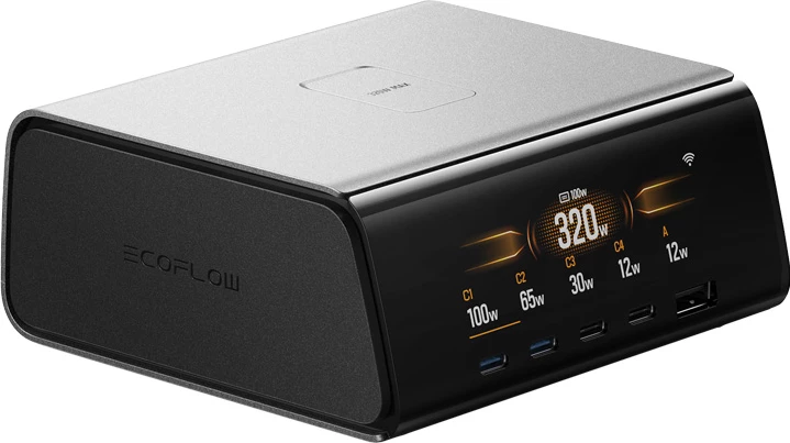 Stacion za polnjenje EcoFlow RAPID Pro 320W, 4x USB-C, 1x USB-A, GaN