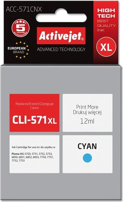 Toner cyan kompatibilen za Canon CLI-571XLC, Activejet ACC-571CNX