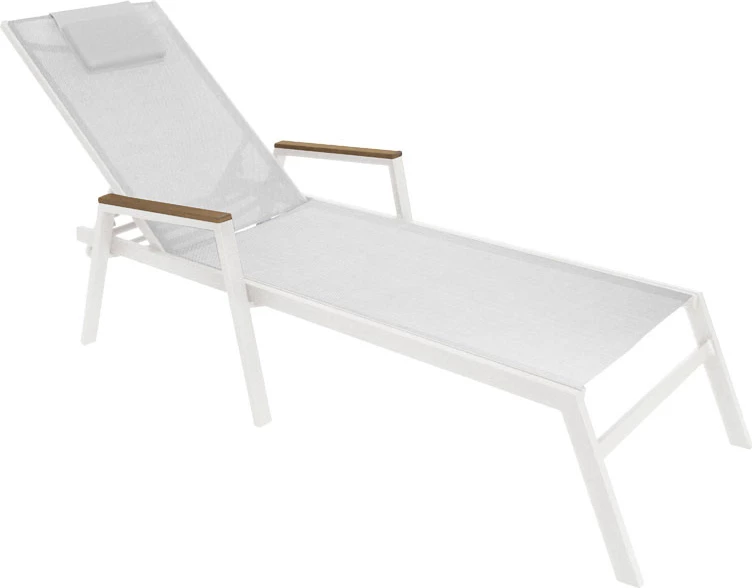 Ležalnik z naslonjali, aluminij, belo-bež Koby