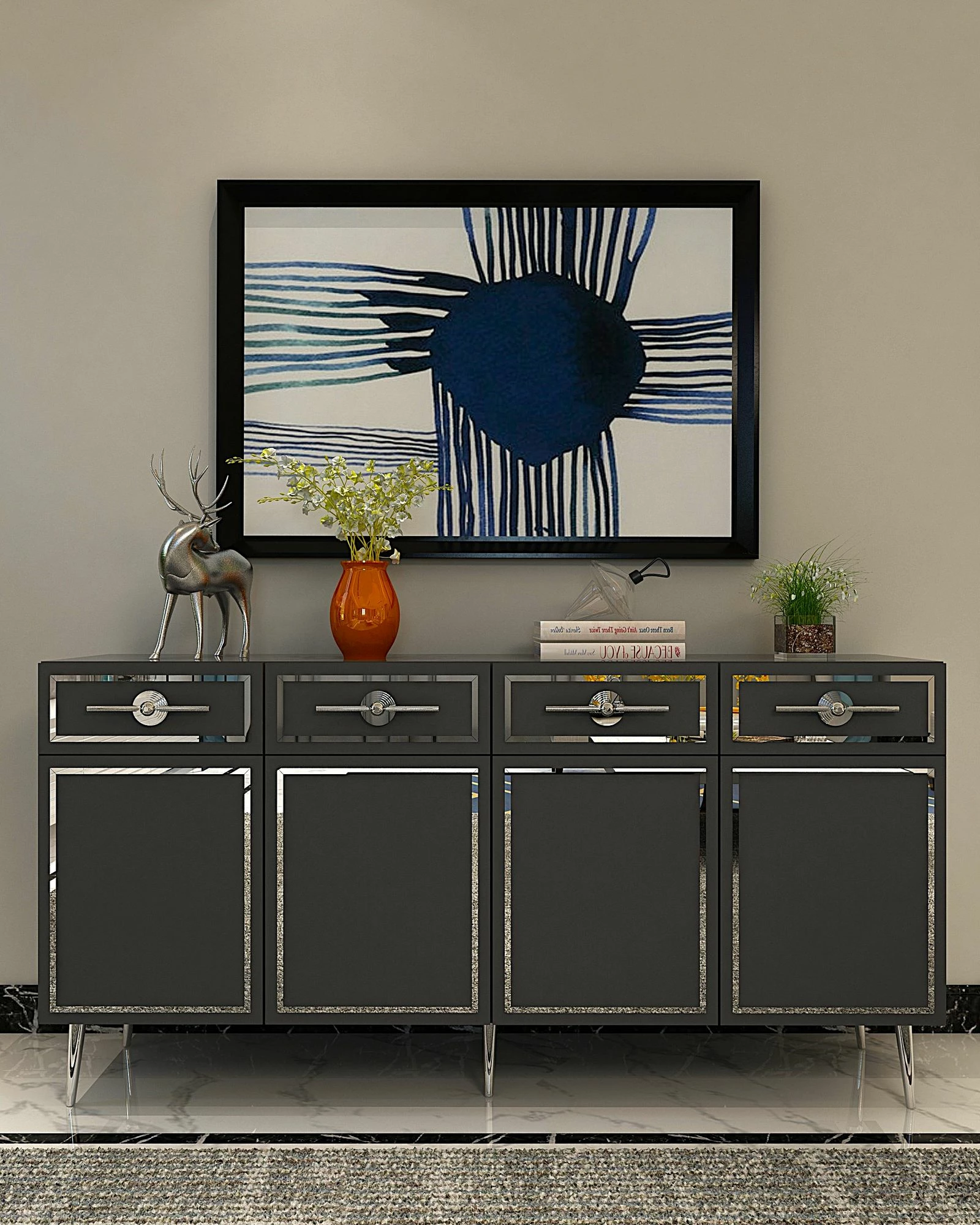 Konzola (antracit in srebrna) Belly KB150 Skye Decor
