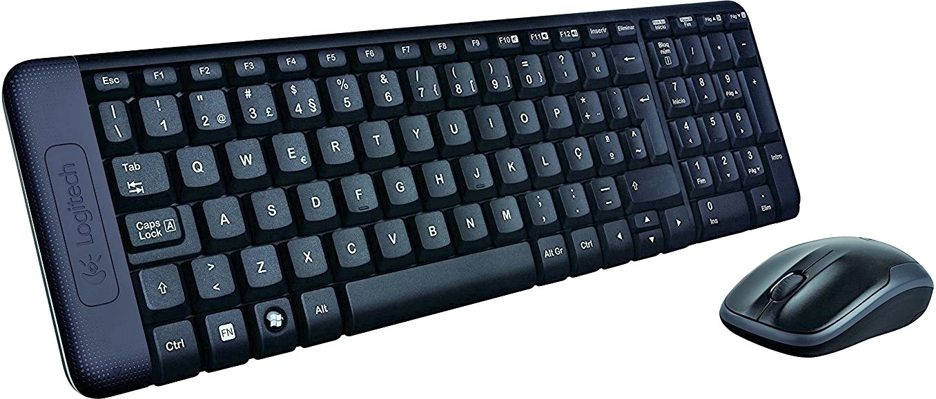 Komplekt tipkovnice in miške Logitech MK220, brezžični, USB, španski, črn