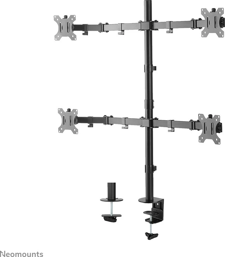 Krmilna roka za 4 monitorje Neomounts FPMA-D550D4BLACK, 13-32", nastavljiva višina, črna