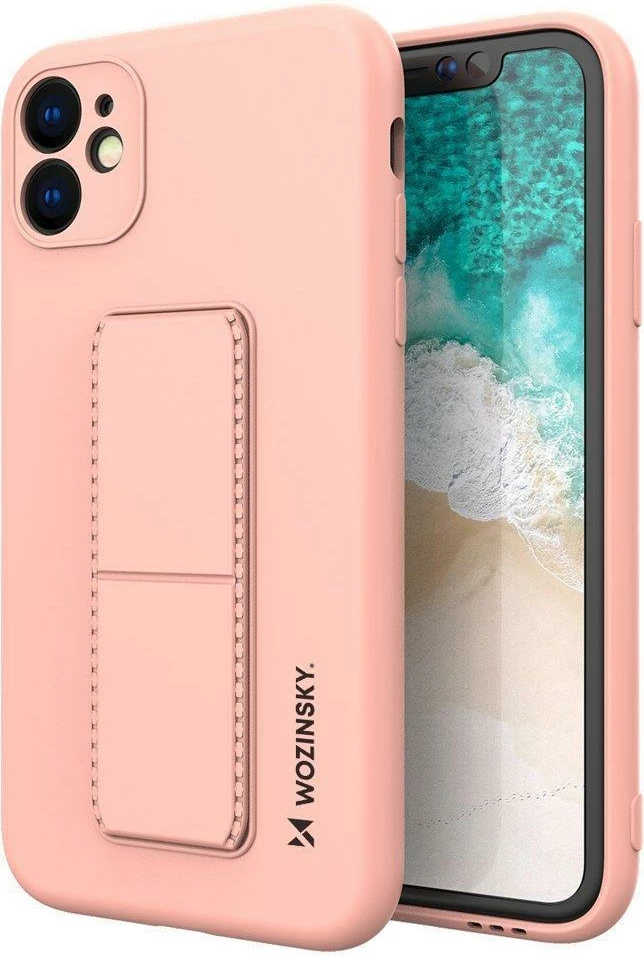 Ovitek za telefon s stojalom, silikon, rožnat, Wozinsky za Samsung Galaxy A72 4G