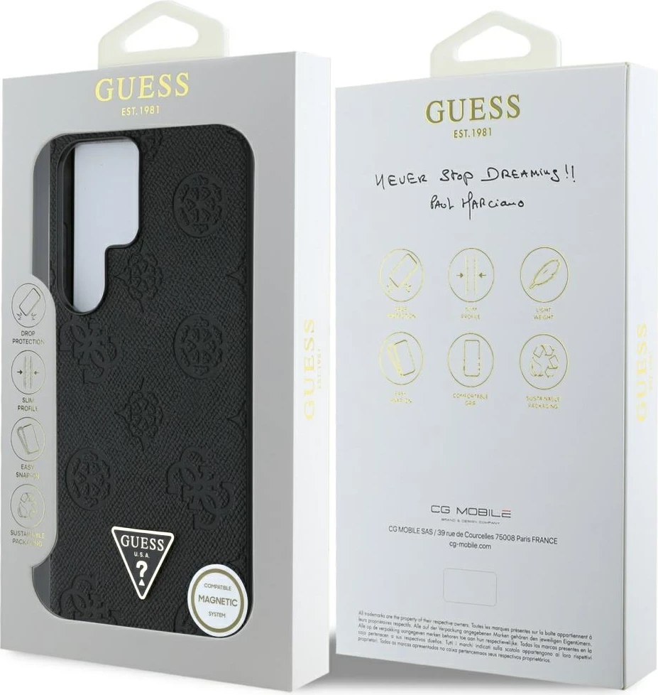 Ovitek za pametni telefon Guess za Samsung Galaxy S25 Ultra, MagSafe, črn