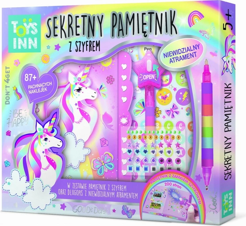 Dnevnik s kodo Stnux STN7656, z nevidnim črnilom pisalo, za deklice, rožnat