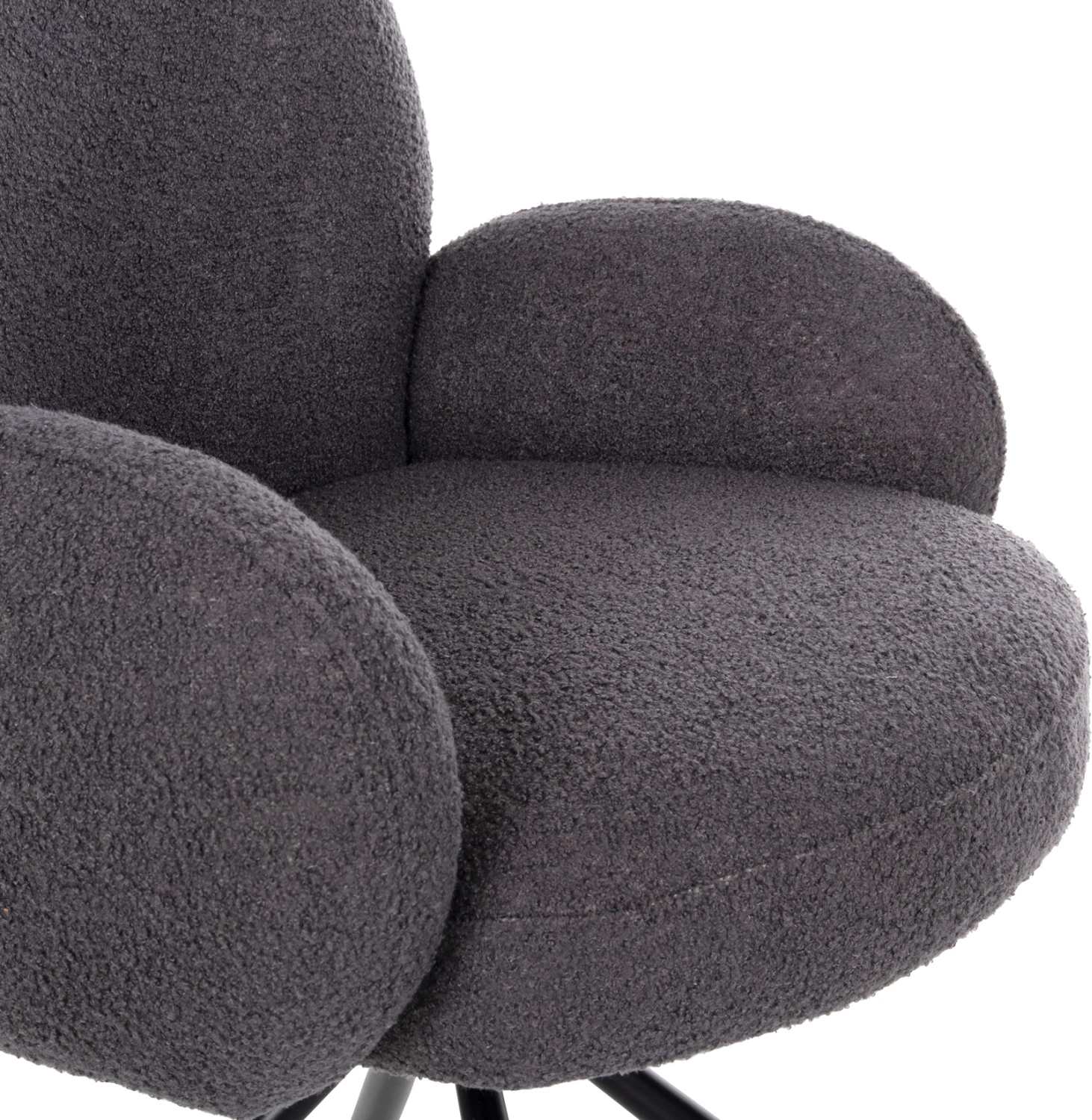 Vrtljiv naslanjač WINON FH9778.01 iz sivega tkanine TEDDY - črna kovinska osnova 65x67x92H cm