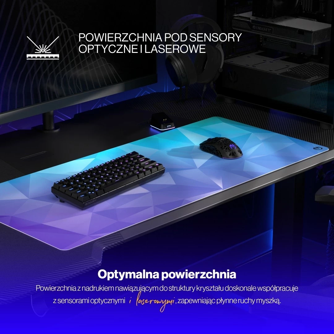 Podloga za miško Crystal Blue XL Endorfy, material, za igralce, modra