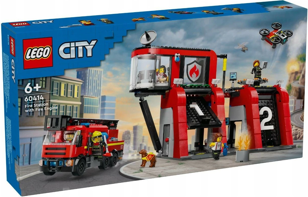 Požarna postaja z gasilskim tovornjakom LEGO City 60414, 843 delov, za otroke, plastika