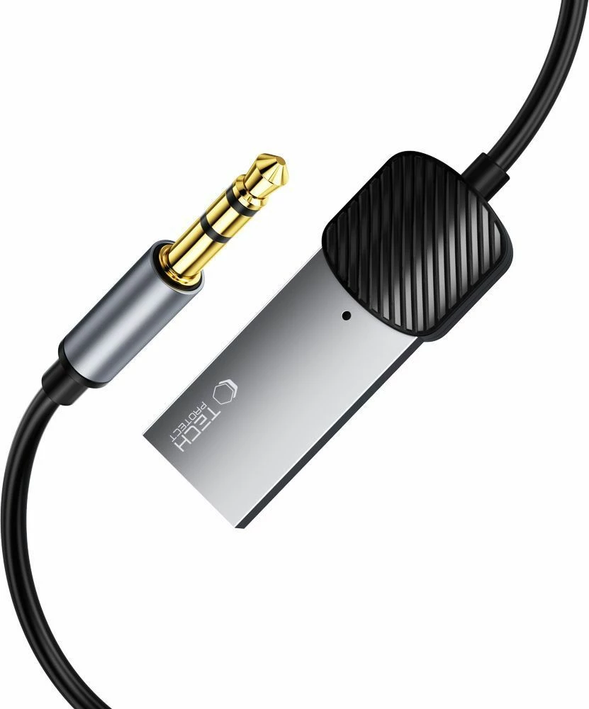 Audio adapter Bluetooth 3,5 mm, Tech-Protect UltraBoost, napajanje USB-A, mikrofon, 1 m, siv