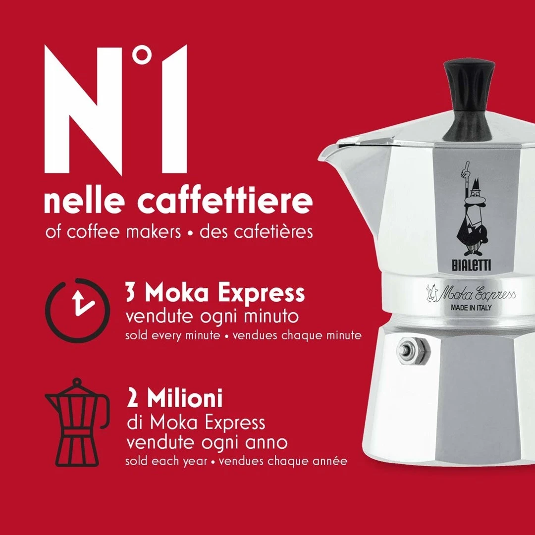 Kavni kuhalnik Moka Express Bialetti, alumin, črn