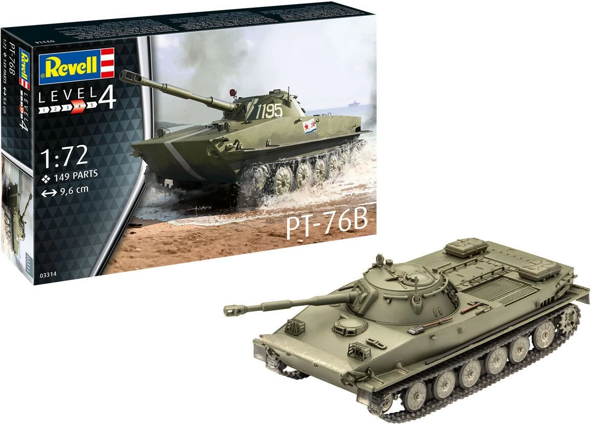 Plastični model tanka 1:72, 120 delov, Revell PT-76B