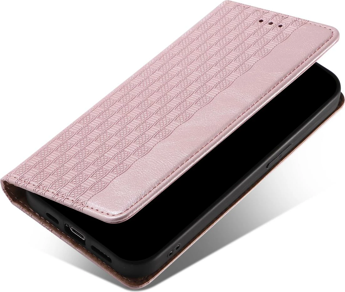 Ovitek za Samsung Galaxy S22+ z magnetnim trakom, denarnico in zapestnim trakom, Hurtel, roza