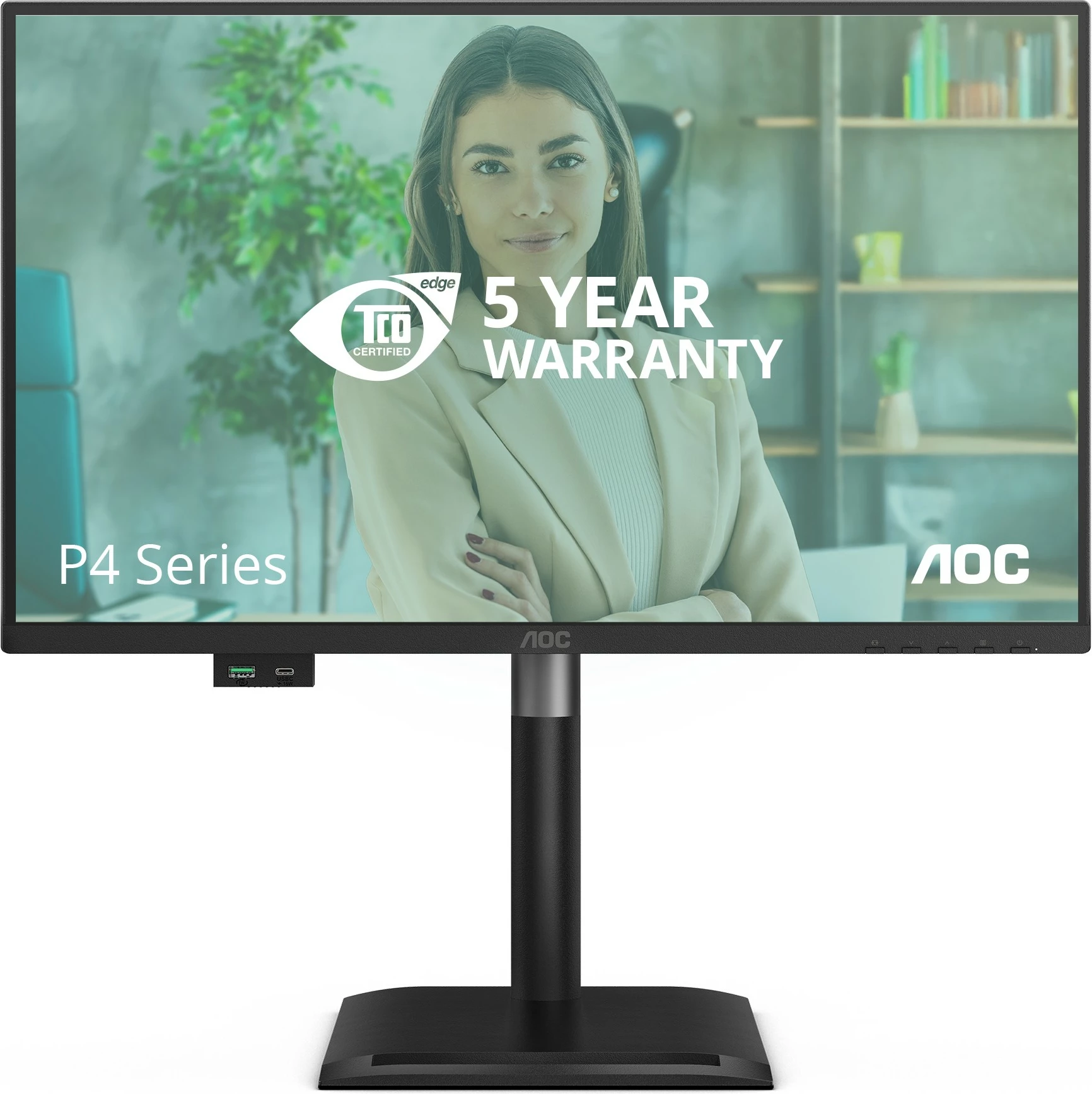 Monitor 23,8-palčni (60,5 cm) IPS, HDMI, DP, DVI, USB hub, črn — AOC 24P4U