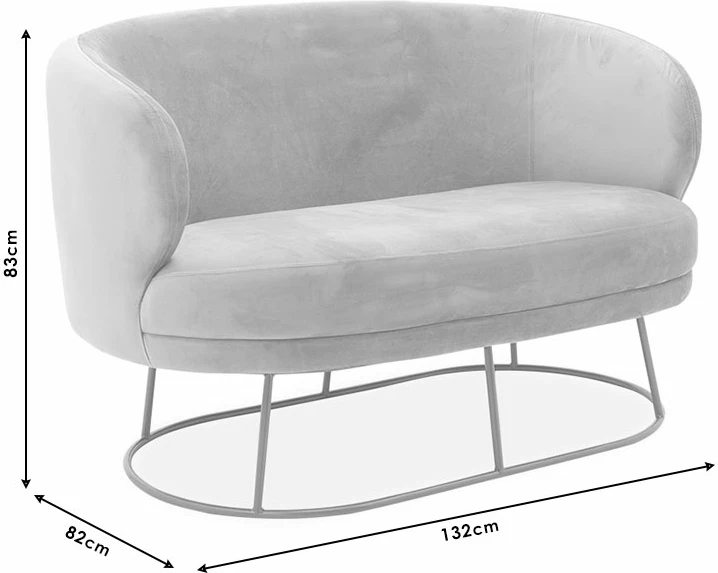 Dvosed z dvema sedežema Rony, žamet rjavkasto marelična, zlato kovinsko, 132x82x83 cm