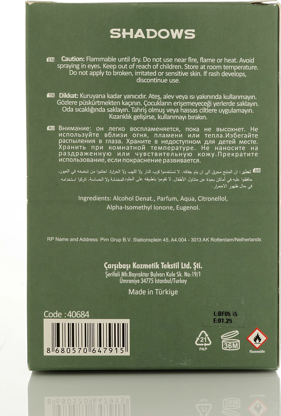 Parfum za moške Shadows Alberto Taccini, 100 ml