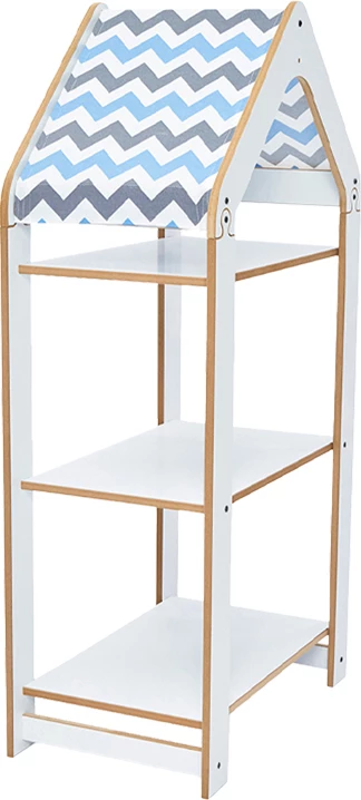 Polica Montessori Zoilen I, bela-modra, MDF, 50x30x100 cm