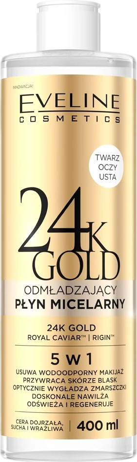 Micelarni raztopina 24K Gold Anti-Aging 5-v-1, Eveline Cosmetics, 400 ml