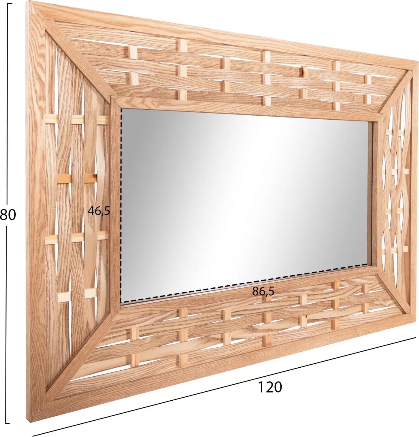 Stensko ogledalo pravokotno FH4225 bambus v barvi hrasta 120x2,5x80 cm