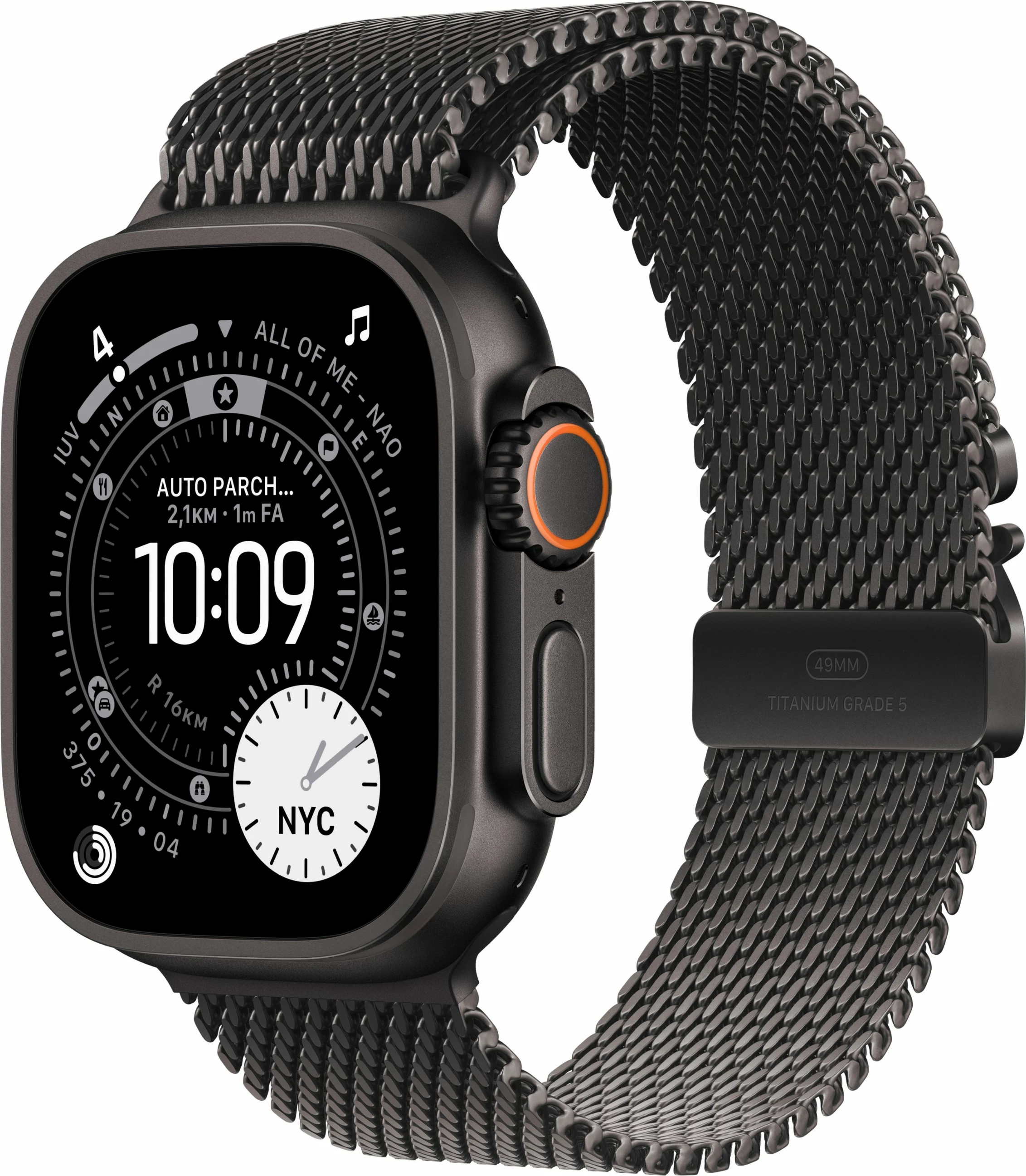 Pametna ura Apple Watch Ultra 3 Titanium, 49 mm, z mobilno povezavo (Cellular), velikost Large, titanov Milanese pašček, črna