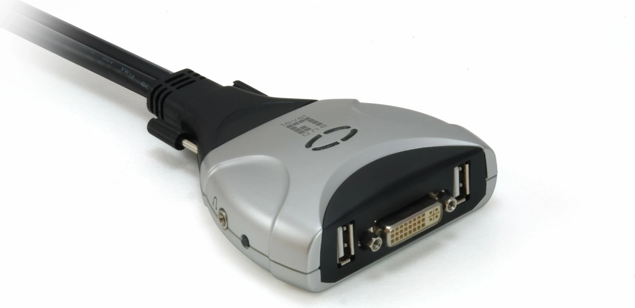 KVM stikalo LevelOne 2-portno USB DVI-D, 1920 x 1200, črno, sivo
