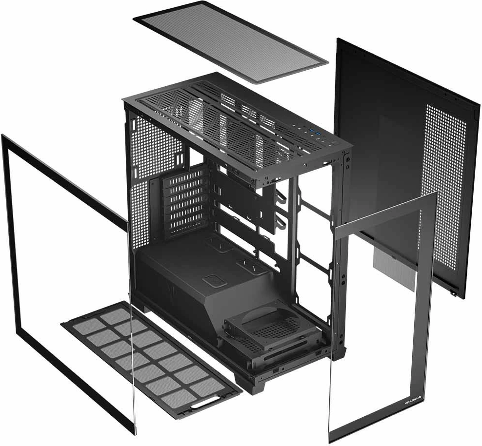 Računalniško ohišje MODECOM STELLAR NF ARGB 10, Midi Tower, ATX, kaljeno steklo, črn