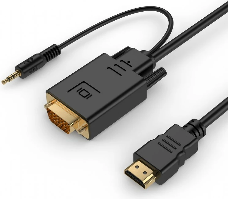 Konverter HDMI v VGA z mini Jackom Gembird A-HDMI-VGA-03-10, 3 m, črn