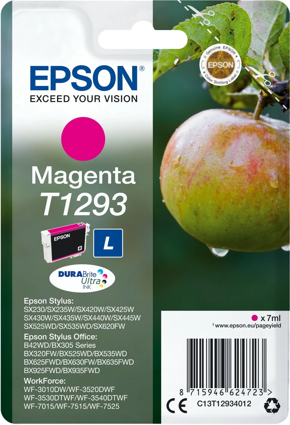 Toner Epson T1293, magenta, 7 ml