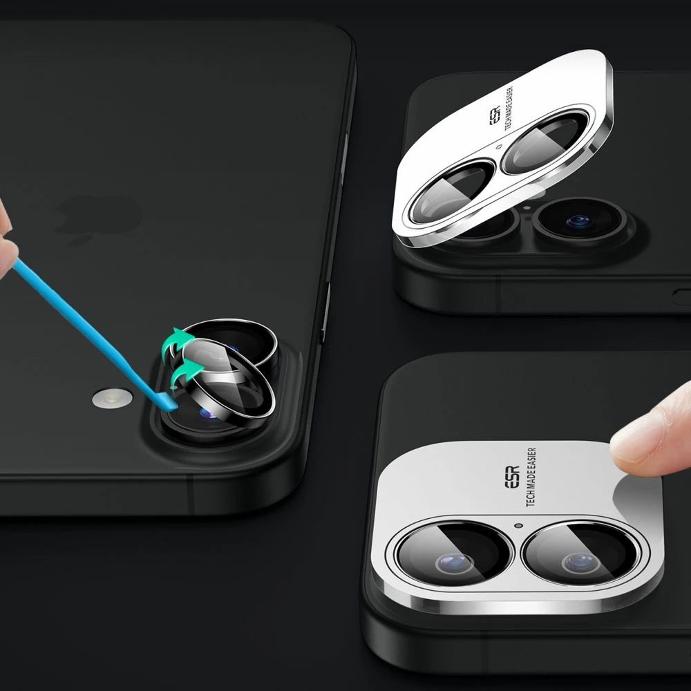 Zaščitno steklo za kamero ESR Armorite za iPhone 16 / 16 Plus, črno