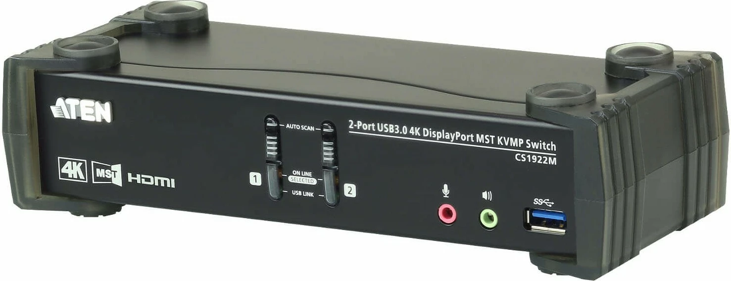 KVM preklopnik ATEN CS1922M, 2 vrata, USB 3.0, 4K, DisplayPort, HDMI, črn