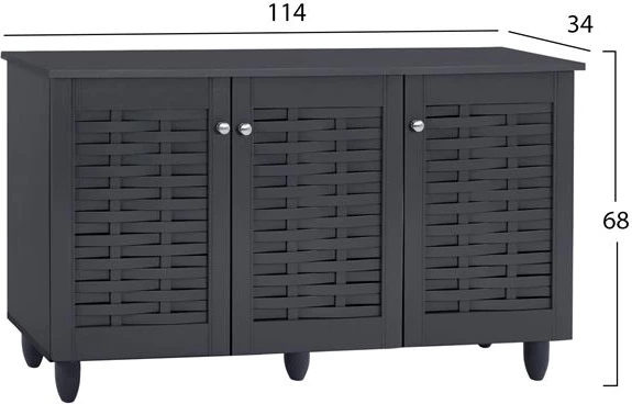 Lesena omarica za čevlje s 3 vrati FH2211.10 siva 114x34x68
