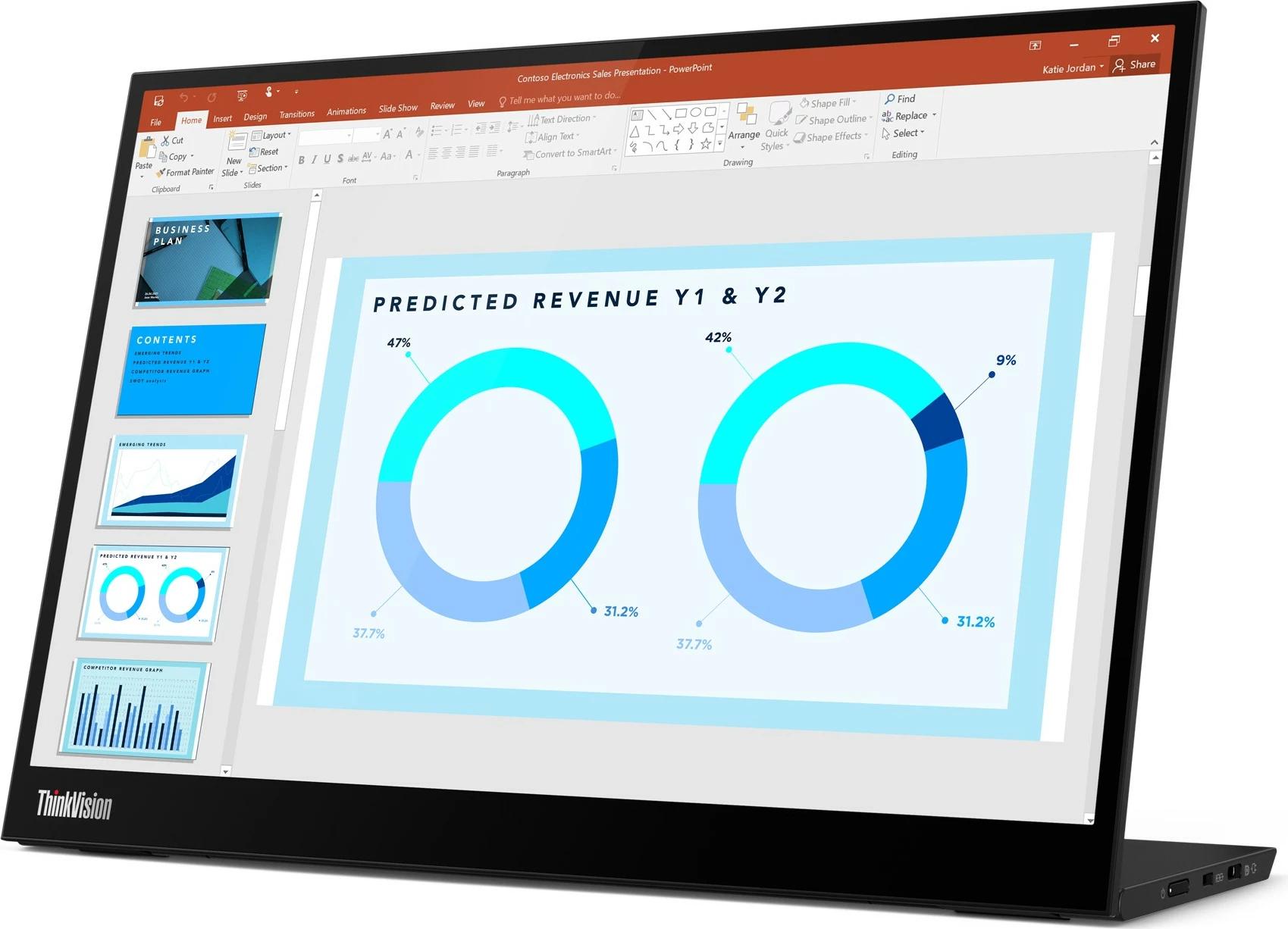 Prenosni monitor 14" 2.2K LED, Lenovo ThinkVision M14d, črn
