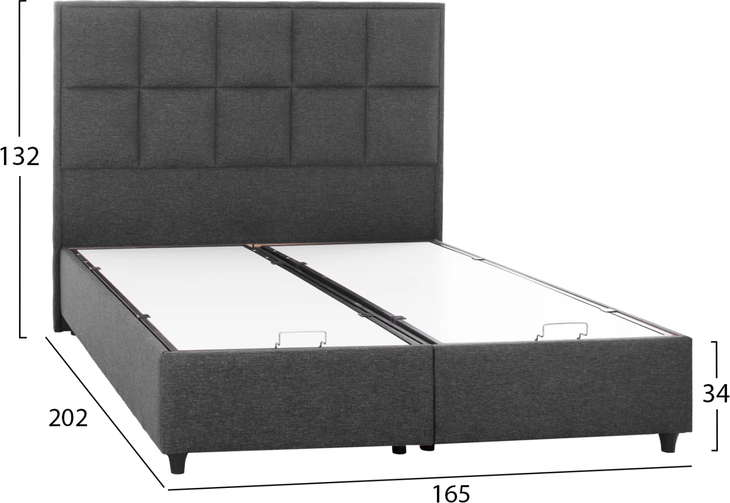 Postelja ALBA FH626.01 sivo blago s prostorom za shranjevanje 160x200