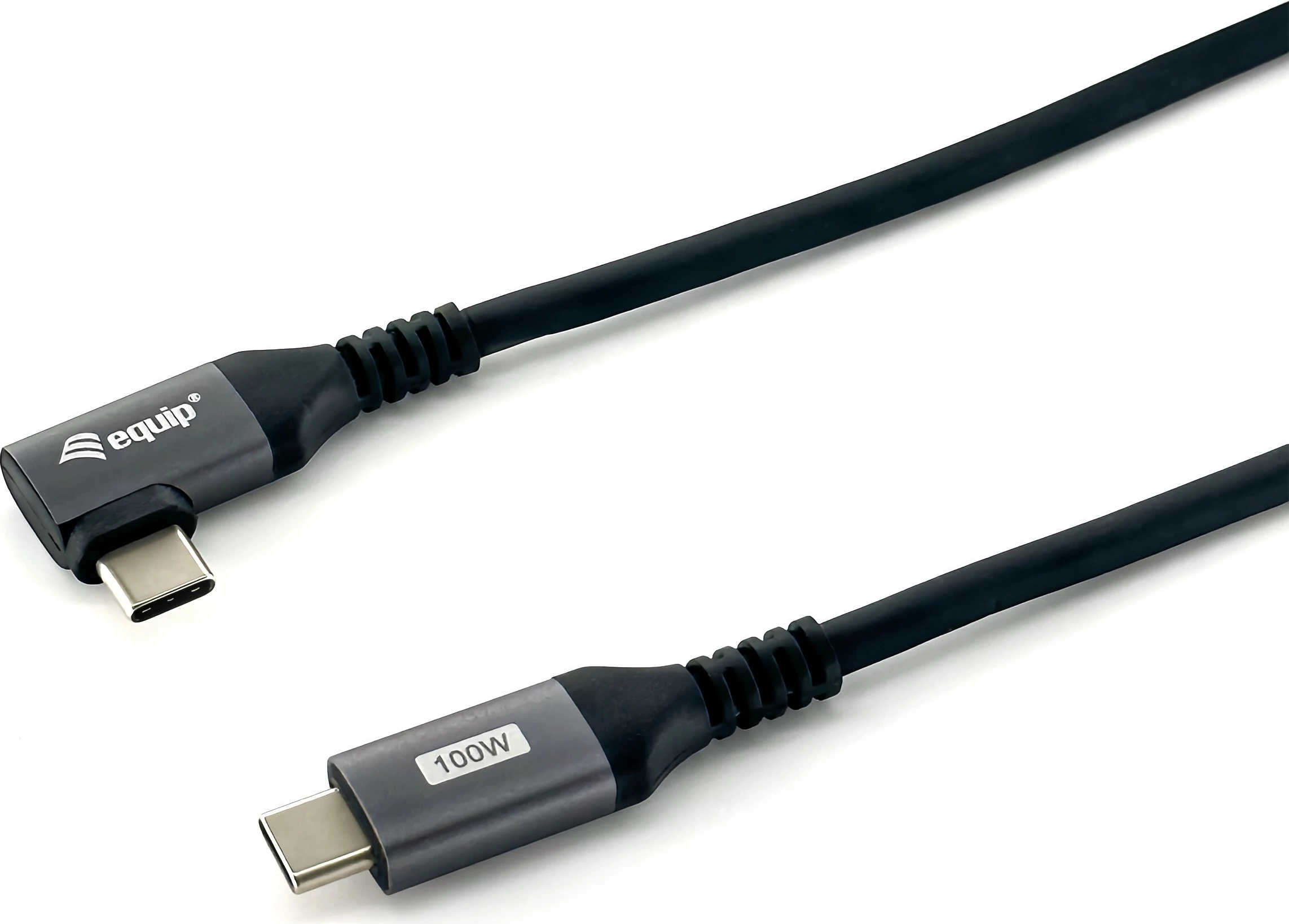 Kabel USB-C v USB-C 90° Equip 1 m, 100 W, črn