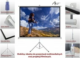 Prenosni zaslon za projektor ART ER T84 4:3, 170 x 127 cm, s stojalom