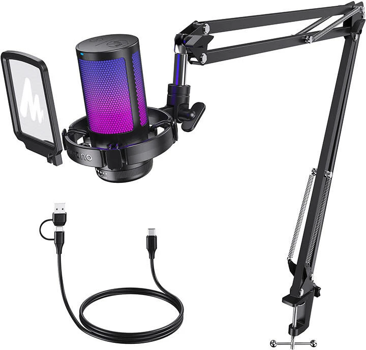 Gaming mikrofon, Maono DGM20 S, kondenzatorski, z RGB osvetlitvijo, črn