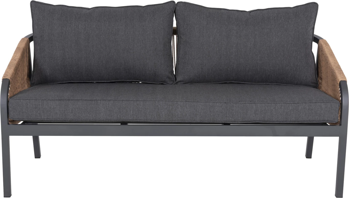 Zunanja dvosedna sedežna garnitura MAERLY FH6055.03 aluminij v antracit-temno bež sintetična vrv-antracit blazine