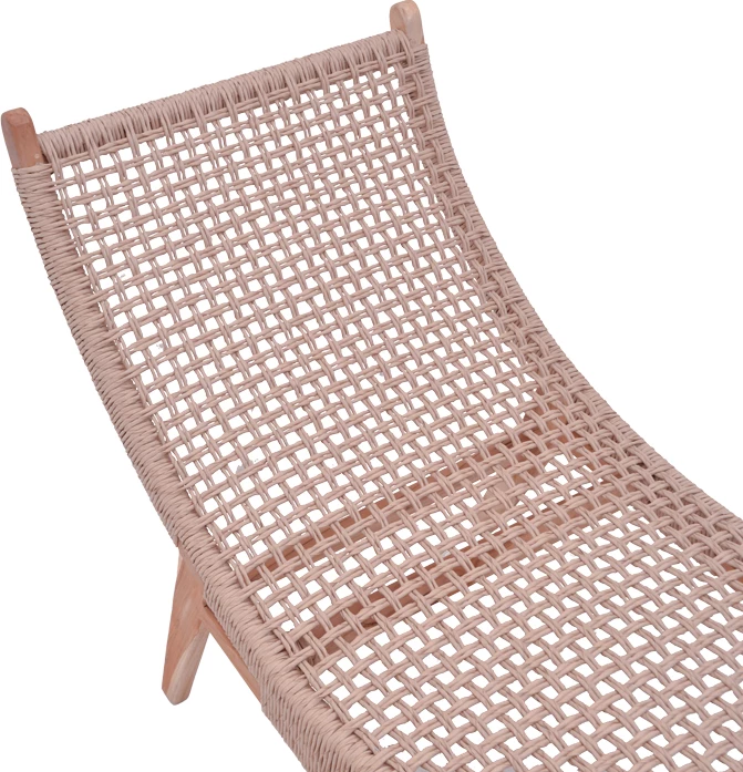 Ležalnik Rebelise, naravna barva, teak les in PE vrv, 60x180x85 cm