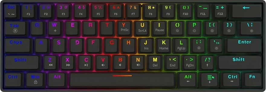 Mekanična igralna tipkovnica Savio BLACKOUT X2 BROWN, 60%, RGB, QWERTY UK, z kabelom