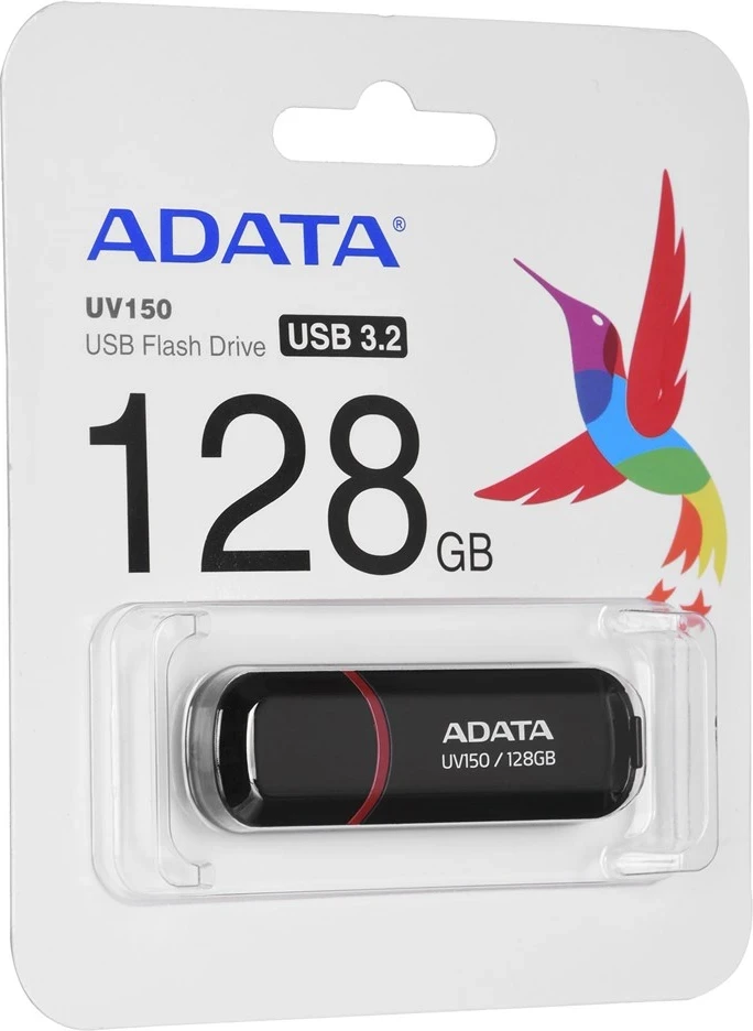USB-pomnilnik Adata AUV150 RBK, 128 GB, USB 3.2 Gen 1, črn