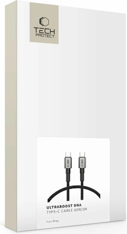 USB-C kabel Tech-Protect UltraBoost DNA, 25 cm, 60 W, siv