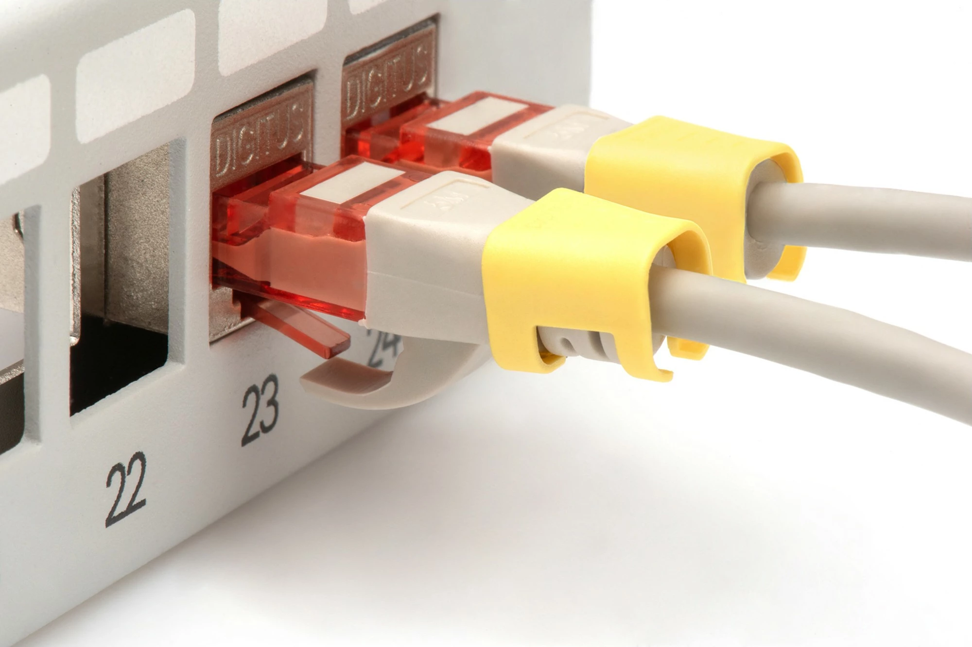 Klipi za kabel RJ45, 100 kosov, PVC, rumena — Digitus