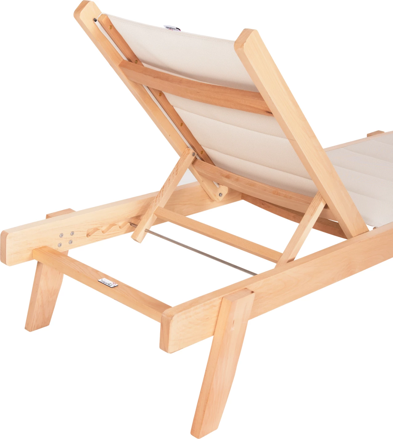 Plažni ležalnik MILOS FH10650.01 iz bukovega lesa v naravni barvi z ecru prevleko iz tekstilena 204x65x92,5H cm