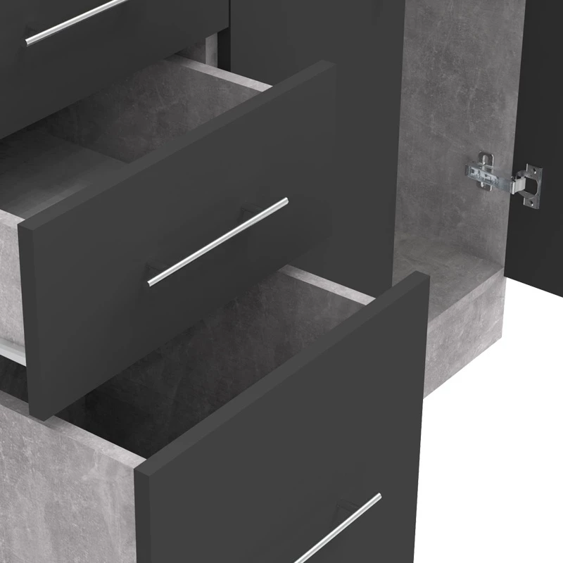 Kuhinjski element Festa I, melamin, temno siva in sonoma, delovna plošča 100x60x85 cm