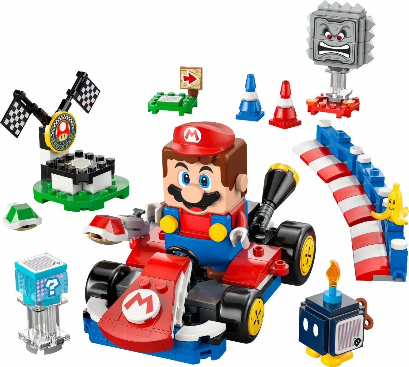 Komplet za dirkanje z interaktivno figurico Mario in standardnim gokartom, LEGO Super Mario Mario Kart 72043, 278 kosov