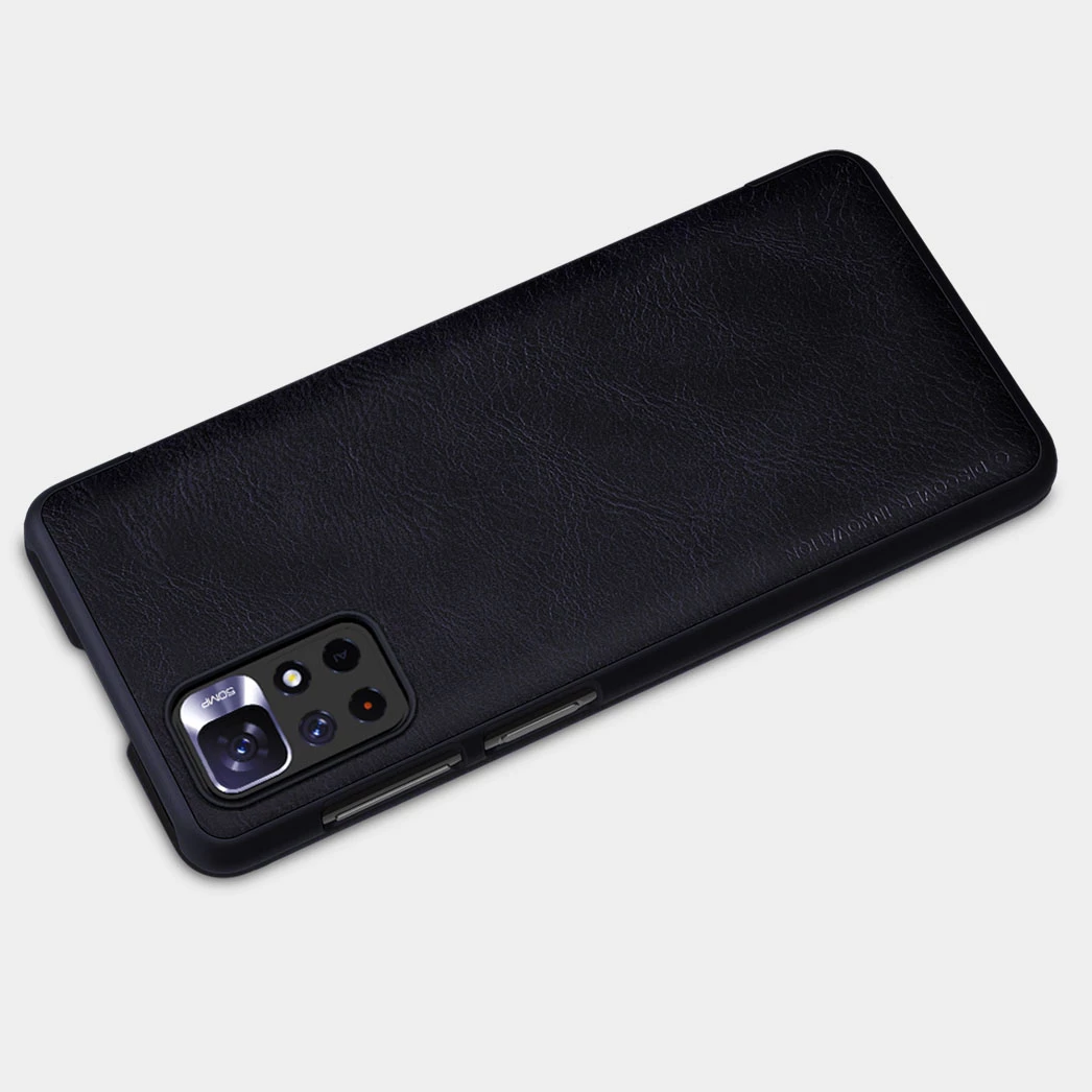 Ovitek za telefon Nillkin Qin Case za Xiaomi Redmi Note 11T 5G / Note 11S 5G / Note 11 5G (China) / Poco M4 Pro 5G, rjav