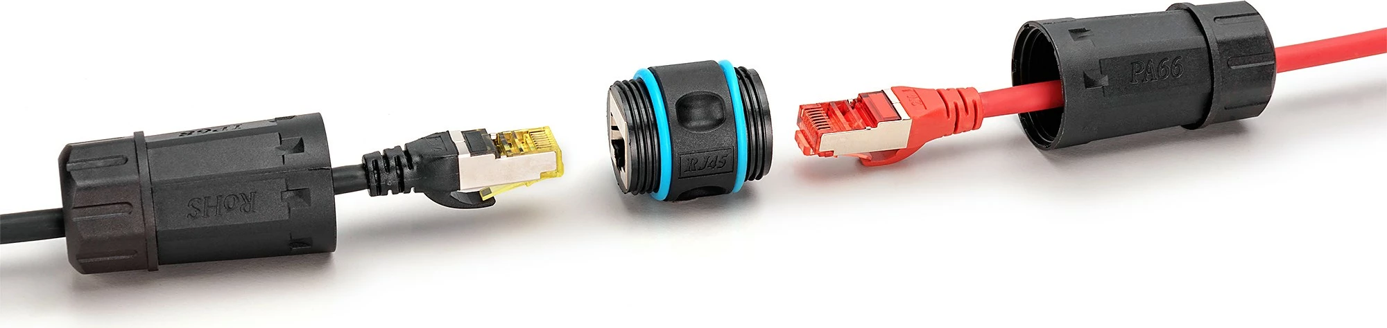 Nepremočljiv omrežni adapter CAT 6A, RJ45 na RJ45, IP68, črn Digitus