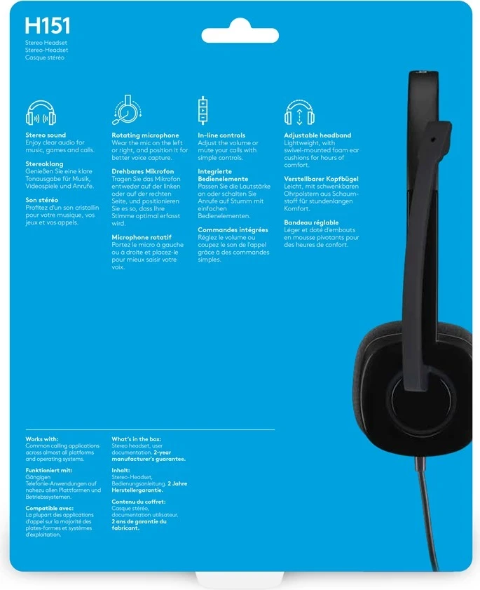 Stereoglasbila z mikrofonom Logitech H150, črno