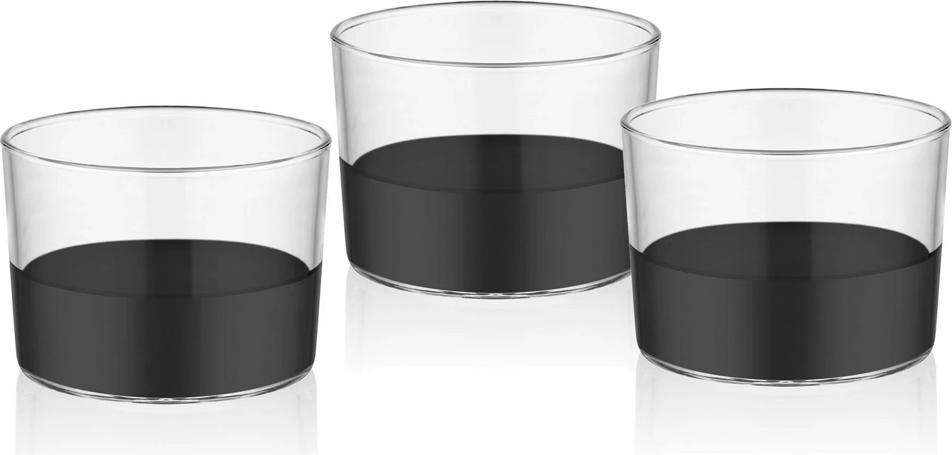 Set 3 steklenih skledic Hermia DRK0006, črne