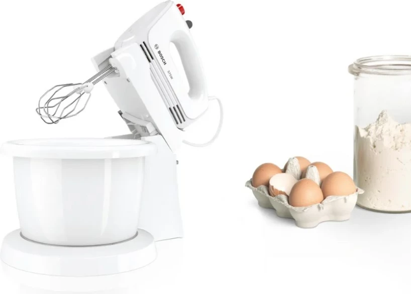 Ročni mešalnik, 375 W, bel s posodo Bosch MQWPL2000