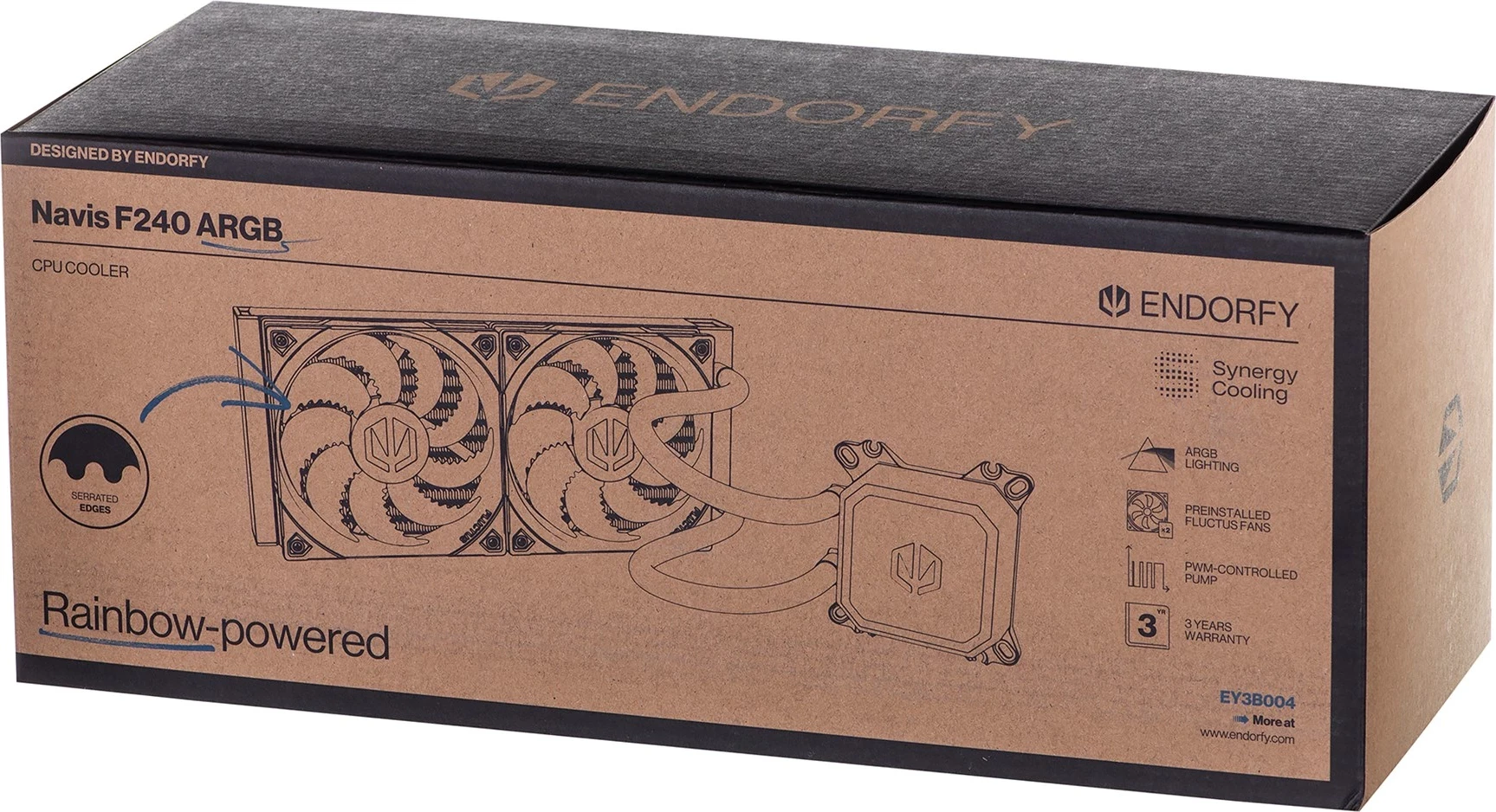 Hladilnik z vodnim hlajenjem za procesor ENDORFY Navis F240 ARGB, 24 cm, črn